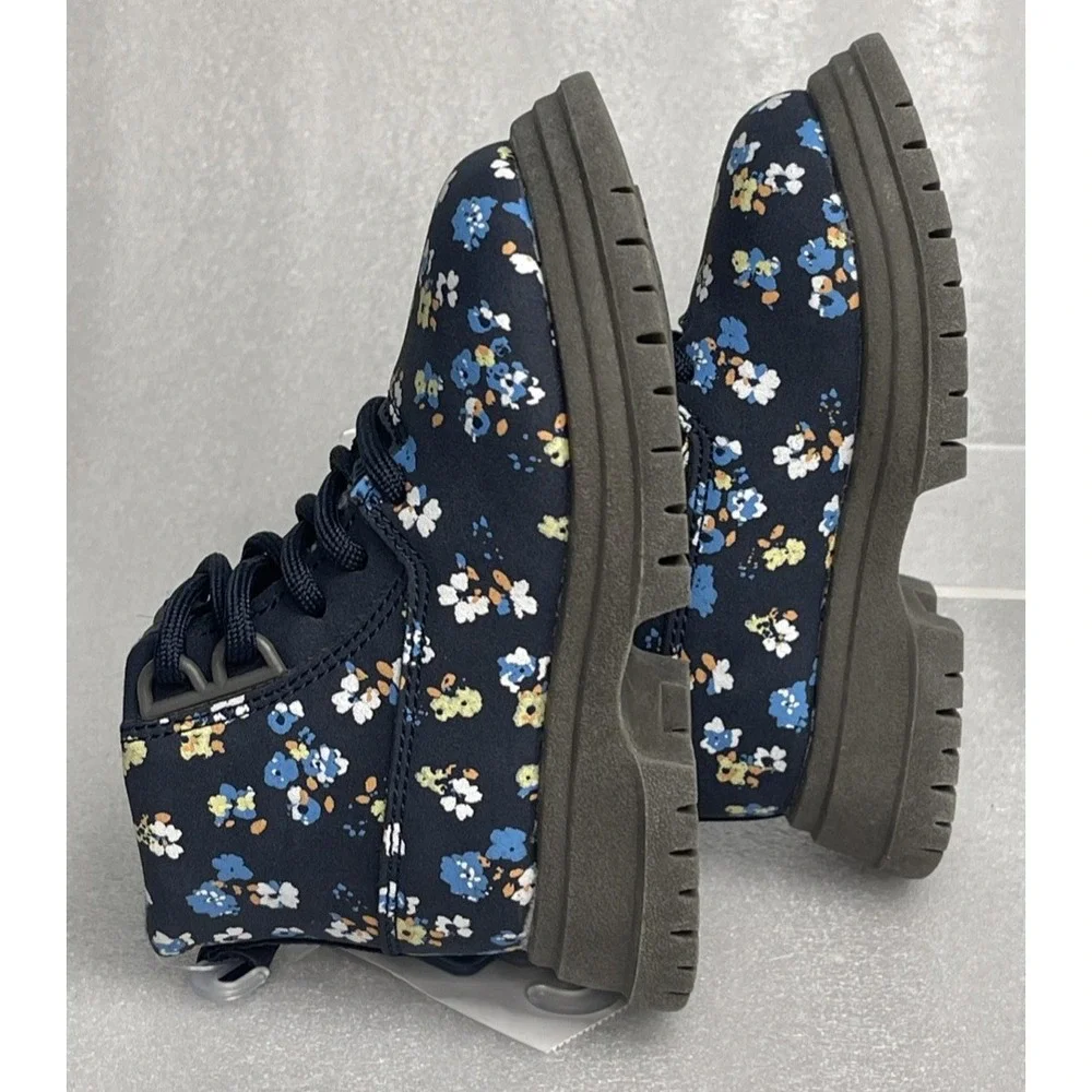 Oshkosh Floral Flower‎ Print Blue Fashion Boots Toddler Girls Size 5 NEW